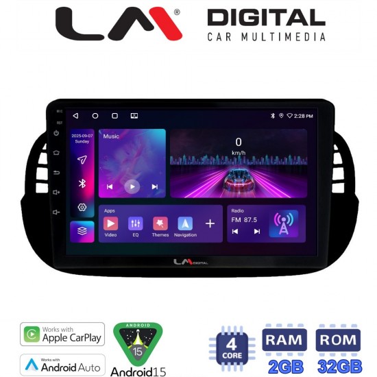 LM Digital - LM ZA4315B GPS Οθόνη OEM Multimedia Αυτοκινήτου για Fiat 500 2007 > 2016 (CarPlay/AndroidAuto/BT/GPS/WIFI/GPRS)