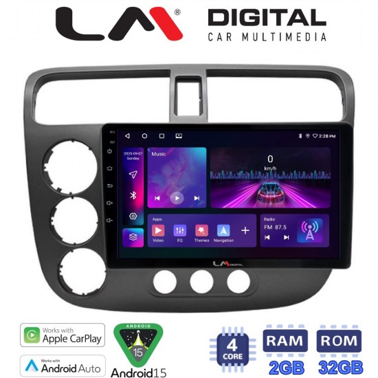 LM Digital - LM ZA4373 GPS Οθόνη OEM Multimedia Αυτοκινήτου για HONDA CIVIC 4πορτο 2001 > 2006 (CarPlay/AndroidAuto/BT/GPS/WIFI/GPRS)