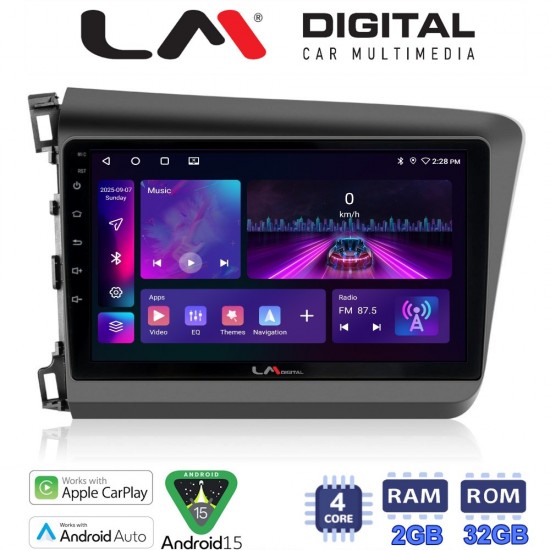 LM Digital - LM ZA4630 GPS Οθόνη OEM Multimedia Αυτοκινήτου για Honda Civic 2012 > 2016 (CarPlay/AndroidAuto/BT/GPS/WIFI/GPRS)