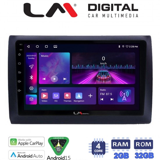 LM Digital - LM ZA4466 GPS Οθόνη OEM Multimedia Αυτοκινήτου για Fiat Stilo 2001 > 2007 (CarPlay/AndroidAuto/BT/GPS/WIFI/GPRS)
