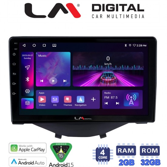 LM Digital - LM ZA4564B GPS Οθόνη OEM Multimedia Αυτοκινήτου για Toyota Aygo 2014 > Citroen C1 2014 > Peugeot 107 2014 > (CarPlay/AndroidAuto/BT/GPS/WIFI/GPRS)