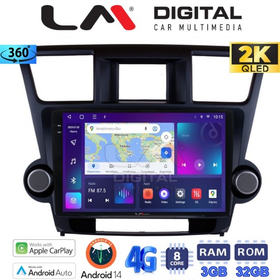LM Digital - LM ZD8089 GPS Οθόνη OEM Multimedia Αυτοκινήτου για Toyota Highlander 2008 > 2015 (CarPlay/AndroidAuto/BT/GPS/WIFI/GPRS)