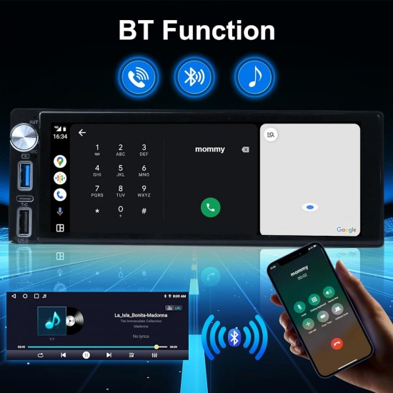 LM Digital - LM V4555 GPS Οθόνη OEM Multimedia Αυτοκινήτου για Universal 1Din (CarPlay/AndroidAuto/BT/GPS/WIFI/GPRS)