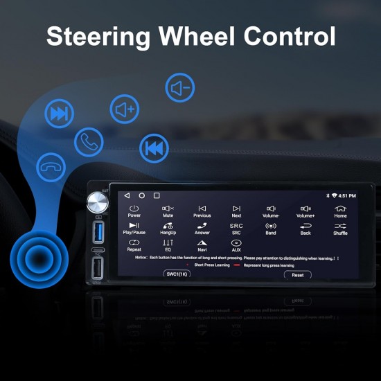 LM Digital - LM V4555 GPS Οθόνη OEM Multimedia Αυτοκινήτου για Universal 1Din (CarPlay/AndroidAuto/BT/GPS/WIFI/GPRS)