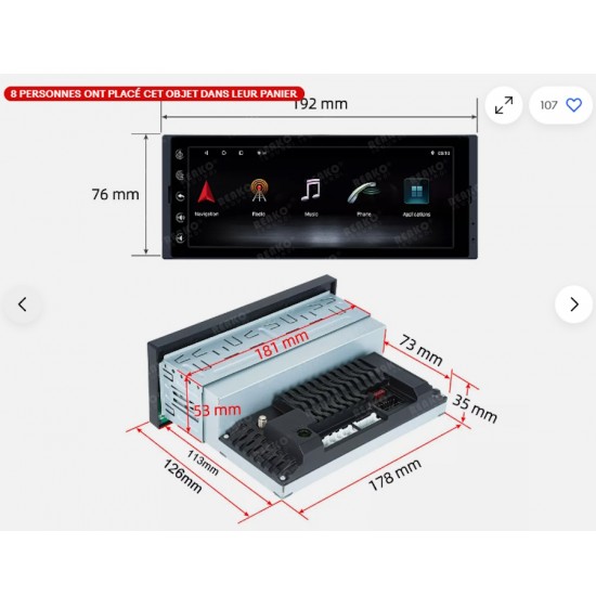 LM Digital - LM Q8555 GPS Οθόνη OEM Multimedia Αυτοκινήτου για Universal 1Din (CarPlay/AndroidAuto/BT/GPS/WIFI/GPRS)