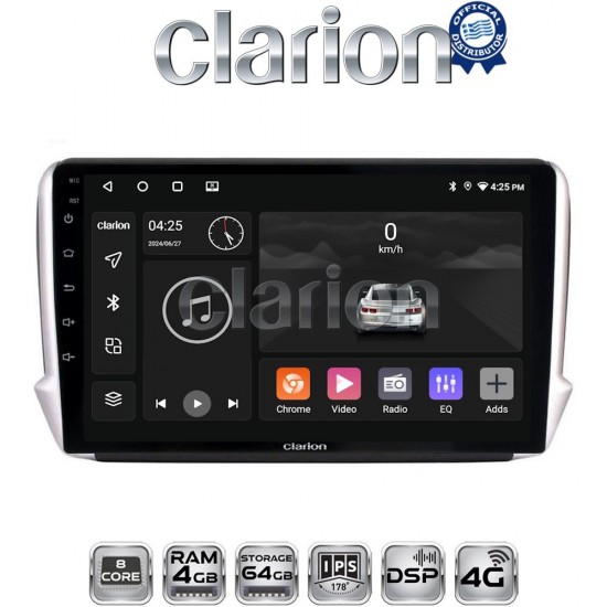 CLARION GL72374 Οθόνη OEM Multimedia Αυτοκινήτου για PEUGEOT 208-2008 2012> (CarPlay/AndroidAuto/BT/GPS/WIFI/GPRS)