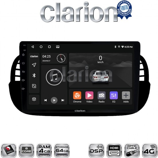 CLARION GL74315B Οθόνη OEM Multimedia Αυτοκινήτου για Fiat 500 2007 > 2016 (CarPlay/AndroidAuto/BT/GPS/WIFI/GPRS)