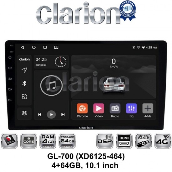 GL-700 (XD6125-464) 4+64GB, 10.1 inch Οθόνη universal Tablet style Multimedia Αυτοκινήτου (CarPlay/AndroidAuto/BT/GPS/WIFI/GPRS)