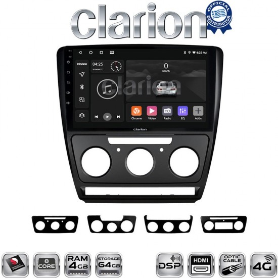 CLARION GL74005B Οθόνη OEM Multimedia Αυτοκινήτου για Skoda Octavia 2005 > 2012 (CarPlay/AndroidAuto/BT/GPS/WIFI/GPRS)