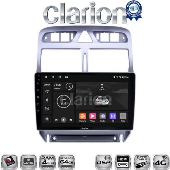 CLARION GL74017 Οθόνη OEM Multimedia Αυτοκινήτου για Peugeot 307 (CarPlay/AndroidAuto/BT/GPS/WIFI/GPRS)