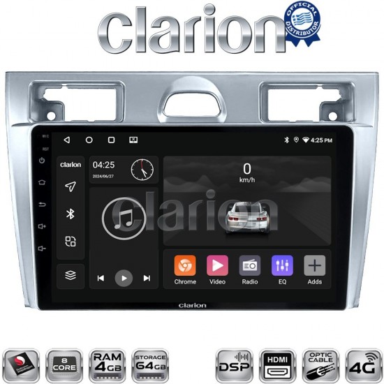 CLARION GL74140 Οθόνη OEM Multimedia Αυτοκινήτου για Ford Fiesta 2006 -> 2008 (CarPlay/AndroidAuto/BT/GPS/WIFI/GPRS)