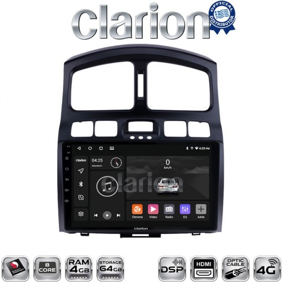 CLARION GL74317 Οθόνη OEM Multimedia Αυτοκινήτου για Hyundai SantaFe 2004 > 2006 (CarPlay/AndroidAuto/BT/GPS/WIFI/GPRS)