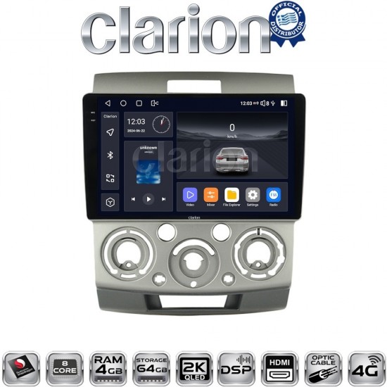 CLARION GL74360 Οθόνη OEM Multimedia Αυτοκινήτου για Mazda BT 50 Ford Ranger 2006 > 2011 (CarPlay/AndroidAuto/BT/GPS/WIFI/GPRS)