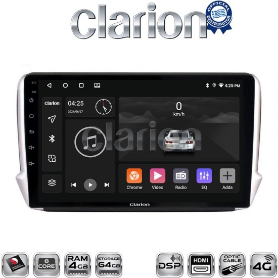 CLARION GL74374 Οθόνη OEM Multimedia Αυτοκινήτου για PEUGEOT 208-2008 2012> (CarPlay/AndroidAuto/BT/GPS/WIFI/GPRS)