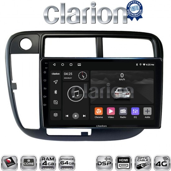 CLARION GL74377 Οθόνη OEM Multimedia Αυτοκινήτου για Honda Civic 1999 > 2001 (CarPlay/AndroidAuto/BT/GPS/WIFI/GPRS)