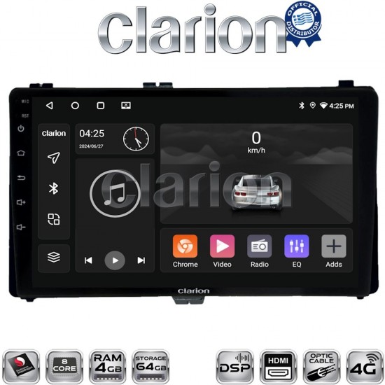 CLARION GL74418 Οθόνη OEM Multimedia Αυτοκινήτου για Toyota Auris '15> & Corolla '17-'19 (CarPlay/AndroidAuto/BT/GPS/WIFI/GPRS)