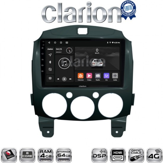 CLARION GL74430 Οθόνη OEM Multimedia Αυτοκινήτου για MAZDA 2 2007>2014 (CarPlay/AndroidAuto/BT/GPS/WIFI/GPRS)