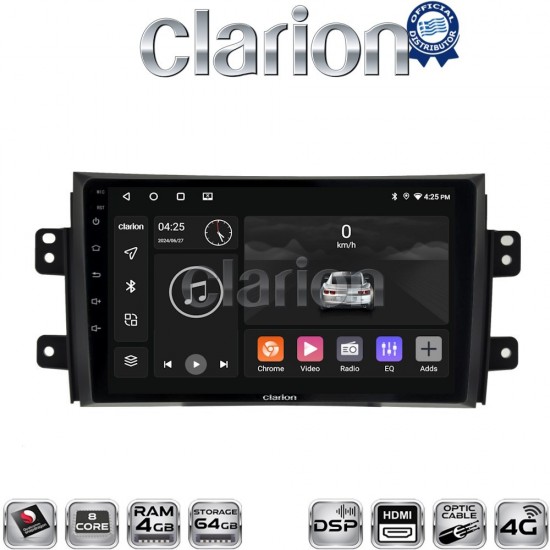 CLARION GL74446 Οθόνη OEM Multimedia Αυτοκινήτου για Fiat Sedici 2005 > 2013 Suzuki SX4 2005 > 2013 (CarPlay/AndroidAuto/BT/GPS/WIFI/GPRS)