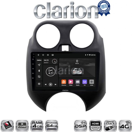 CLARION GL74459 Οθόνη OEM Multimedia Αυτοκινήτου για Nissan Micra 2010 > 2014 (CarPlay/AndroidAuto/BT/GPS/WIFI/GPRS)
