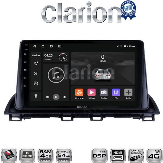 CLARION GL74461 Οθόνη OEM Multimedia Αυτοκινήτου για Mazda 3 2014 > (CarPlay/AndroidAuto/BT/GPS/WIFI/GPRS)