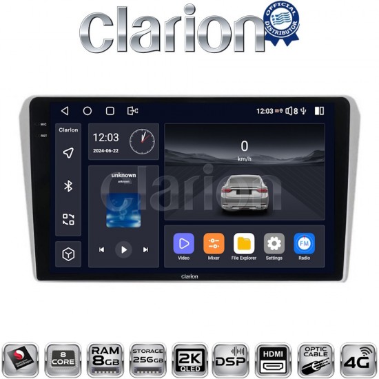 CLARION GL75025 Οθόνη OEM Multimedia Αυτοκινήτου για Toyota Avensis 2003>2008 (CarPlay/AndroidAuto/BT/GPS/WIFI/GPRS)