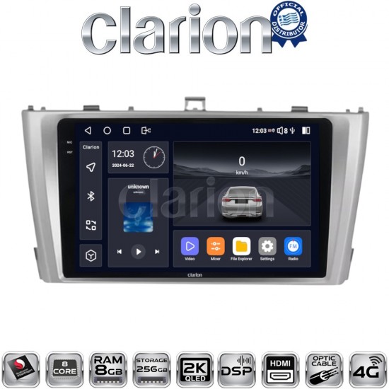 CLARION GL75027 Οθόνη OEM Multimedia Αυτοκινήτου για TOYOTA AVENSIS T27 2009 > 2016 (CarPlay/AndroidAuto/BT/GPS/WIFI/GPRS)