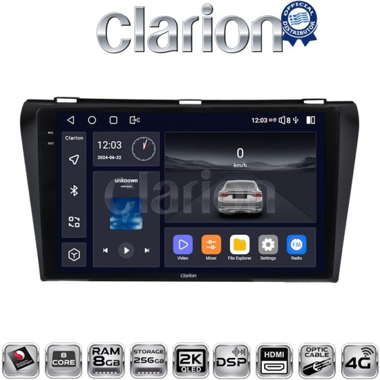 CLARION GL75034 Οθόνη OEM Multimedia Αυτοκινήτου για MAZDA 3 2009>2014 (CarPlay/AndroidAuto/BT/GPS/WIFI/GPRS)