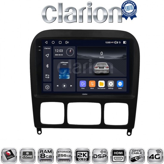 CLARION GL75220 Οθόνη OEM Multimedia Αυτοκινήτου για MERCEDES S (W220) 1998>2005 (CarPlay/AndroidAuto/BT/GPS/WIFI/GPRS)