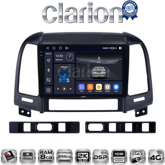 CLARION GL75239 Οθόνη OEM Multimedia Αυτοκινήτου για Hyundai SantaFe 2006 > 2013 (CarPlay/AndroidAuto/BT/GPS/WIFI/GPRS)