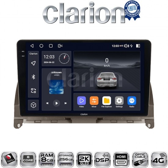 CLARION GL75265BR Οθόνη OEM Multimedia Αυτοκινήτου για Mercedes C Class W204 2007 > 2011 (CarPlay/AndroidAuto/BT/GPS/WIFI/GPRS)