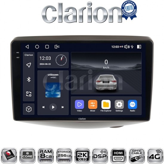 CLARION GL75402 Οθόνη OEM Multimedia Αυτοκινήτου για Toyota Yaris 1999 > 2004 (CarPlay/AndroidAuto/BT/GPS/WIFI/GPRS)