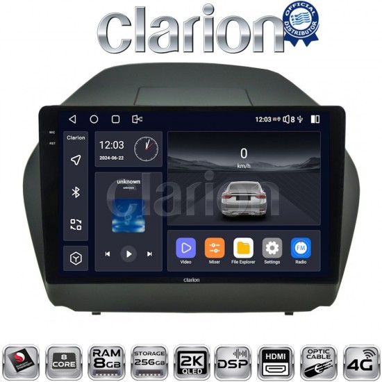 CLARION GL75414 Οθόνη OEM Multimedia Αυτοκινήτου για HYUNDAI IX35 2009>2015 (CarPlay/AndroidAuto/BT/GPS/WIFI/GPRS)