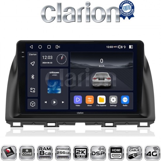 CLARION GL75438 Οθόνη OEM Multimedia Αυτοκινήτου για MAZDA CX5 2013>2017 (CarPlay/AndroidAuto/BT/GPS/WIFI/GPRS)