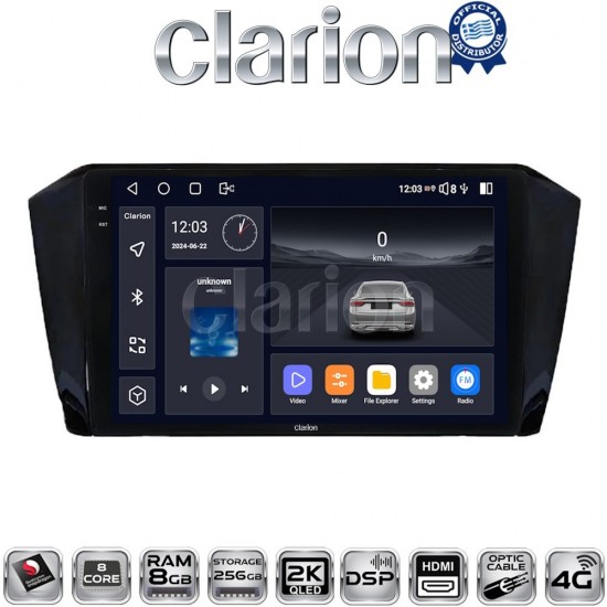 CLARION GL75519 Οθόνη OEM Multimedia Αυτοκινήτου για VW PASSAT 2015> (CarPlay/AndroidAuto/BT/GPS/WIFI/GPRS)