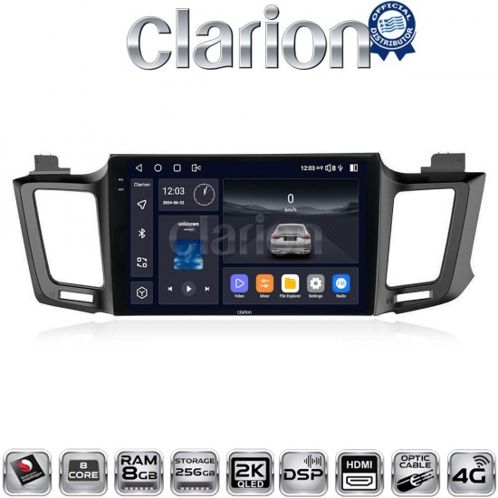 CLARION GL75947 Οθόνη OEM Multimedia Αυτοκινήτου για TOYOTA RAV 4 2013 > 2020 (CarPlay/AndroidAuto/BT/GPS/WIFI/GPRS)