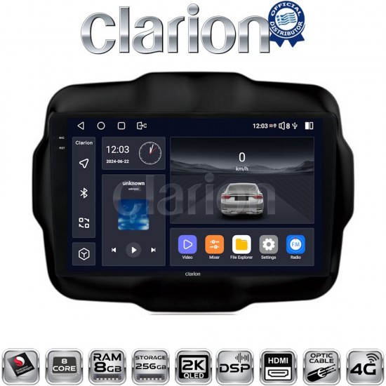 CLARION GL75952 Οθόνη OEM Multimedia Αυτοκινήτου για RENEGADE 2014> (CarPlay/AndroidAuto/BT/GPS/WIFI/GPRS)