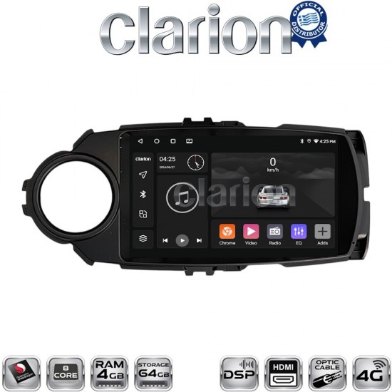 CLARION GL74454B Οθόνη OEM Multimedia Αυτοκινήτου για Toyota Yaris 2015 > 2019 (CarPlay/AndroidAuto/BT/GPS/WIFI/GPRS)