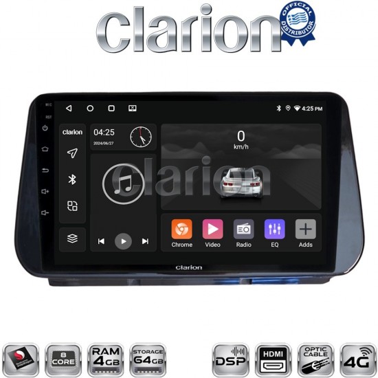 CLARION GL74963 Οθόνη OEM Multimedia Αυτοκινήτου για Hyundai Santa Fe - IX45 2018 > 2019 (CarPlay/AndroidAuto/BT/GPS/WIFI/GPRS)