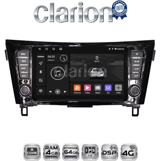 CLARION GLK72473 Οθόνη OEM Multimedia Αυτοκινήτου για Nissan Qashqai 2014 > Nissan X Trail 2014 > (CarPlay/AndroidAuto/BT/GPS/WIFI/GPRS)