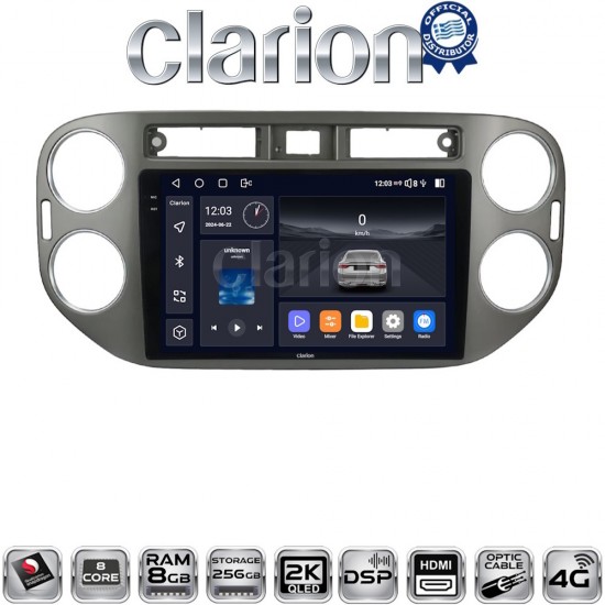 CLARION GL75590G Οθόνη OEM Multimedia Αυτοκινήτου για VW Tiguan 2007 - 2016 Ανθρακί (CarPlay/AndroidAuto/BT/GPS/WIFI/GPRS)