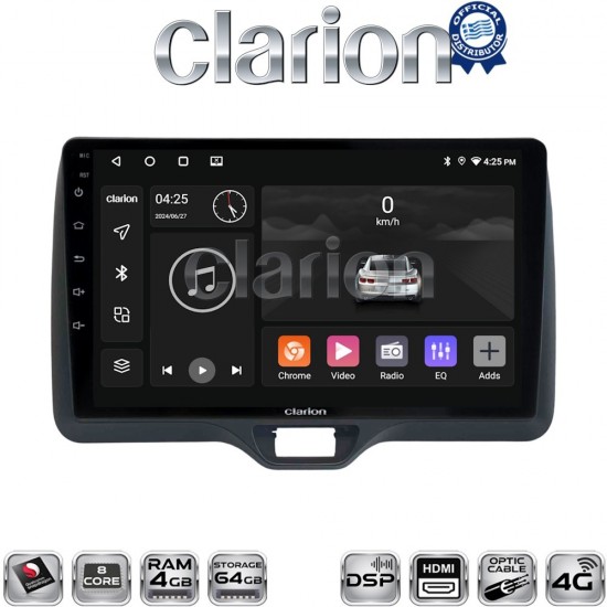 CLARION GL74554H Οθόνη OEM Multimedia Αυτοκινήτου για Toyota Yaris 2020 > 2023 (CarPlay/AndroidAuto/BT/GPS/WIFI/GPRS)