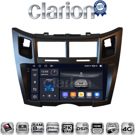 CLARION GL75085B Οθόνη OEM Multimedia Αυτοκινήτου για Toyota Yaris 2006 > 2011 (CarPlay/AndroidAuto/BT/GPS/WIFI/GPRS)