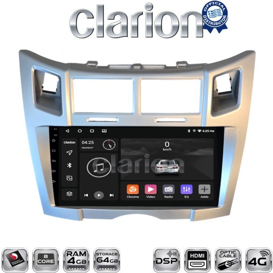 CLARION GL74085S Οθόνη OEM Multimedia Αυτοκινήτου για Toyota Yaris 2006 > 2011 (CarPlay/AndroidAuto/BT/GPS/WIFI/GPRS)