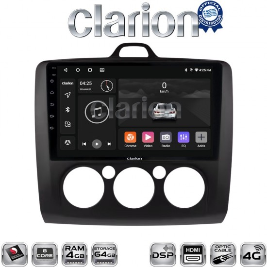 CLARION GL74329B Οθόνη OEM Multimedia Αυτοκινήτου για Ford Focus 2004 > 2012 (CarPlay/AndroidAuto/BT/GPS/WIFI/GPRS)