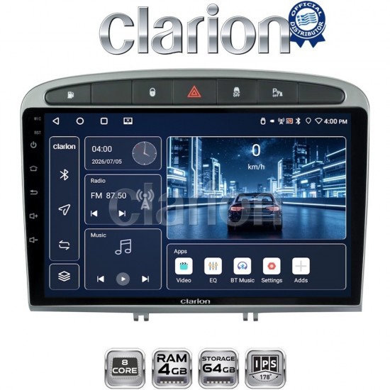CLARION GL52083S Οθόνη OEM Multimedia Αυτοκινήτου για Peugeot 308 2007>2012 (CarPlay/AndroidAuto/BT/GPS/WIFI/GPRS)