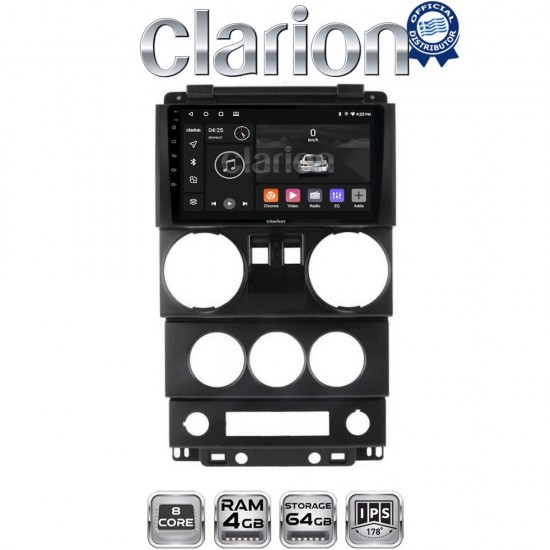 CLARION GL52748B Οθόνη OEM Multimedia Αυτοκινήτου για JEEP WRANGLER 2007 > 2011 (CarPlay/AndroidAuto/BT/GPS/WIFI/GPRS)