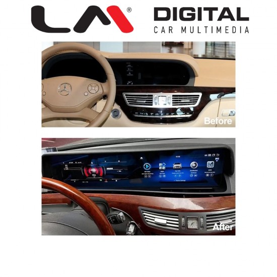 LM Digital - LM JFK1962 DUAL Οθόνη OEM Multimedia Αυτοκινήτου για Mercedes S Class W221 2005 > 2013 με εργοστασιακό σύστημα NTG3.0 - NTG3.5 (CarPlay/AndroidAuto/BT/GPS/WIFI/GPRS)