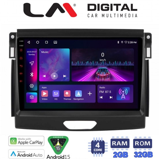 LM Digital - LM ZA4574 GPS Οθόνη OEM Multimedia Αυτοκινήτου για Ford Ranger 2015 > 2020 (CarPlay/AndroidAuto/BT/GPS/WIFI/GPRS)
