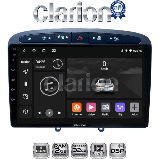 CLARION GL31083G Οθόνη OEM Multimedia Αυτοκινήτου για Peugeot 308 2007 > 2012 (CarPlay/AndroidAuto/BT/GPS/WIFI)