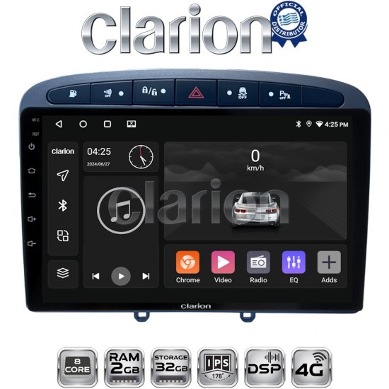 CLARION GL71083G Οθόνη OEM Multimedia Αυτοκινήτου για Peugeot 308 2007 > 2012 (CarPlay/AndroidAuto/BT/GPS/WIFI)